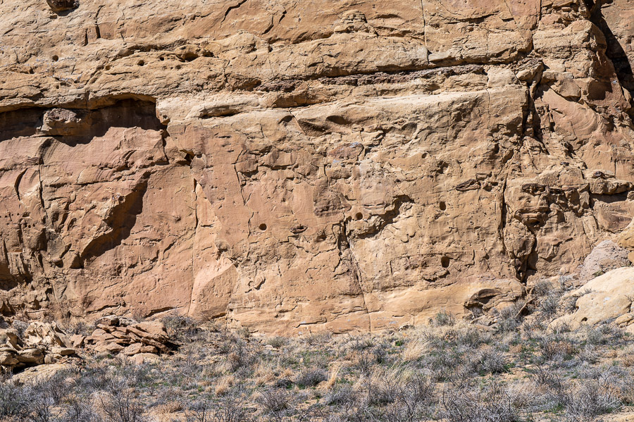 Holes to support wooden structure in Chaco Canyon